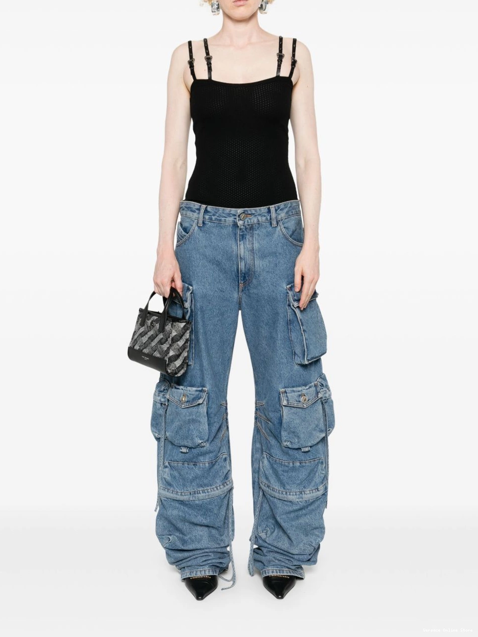 Cheap top Jeans Women Couture Versace Baroque-buckle 0824
